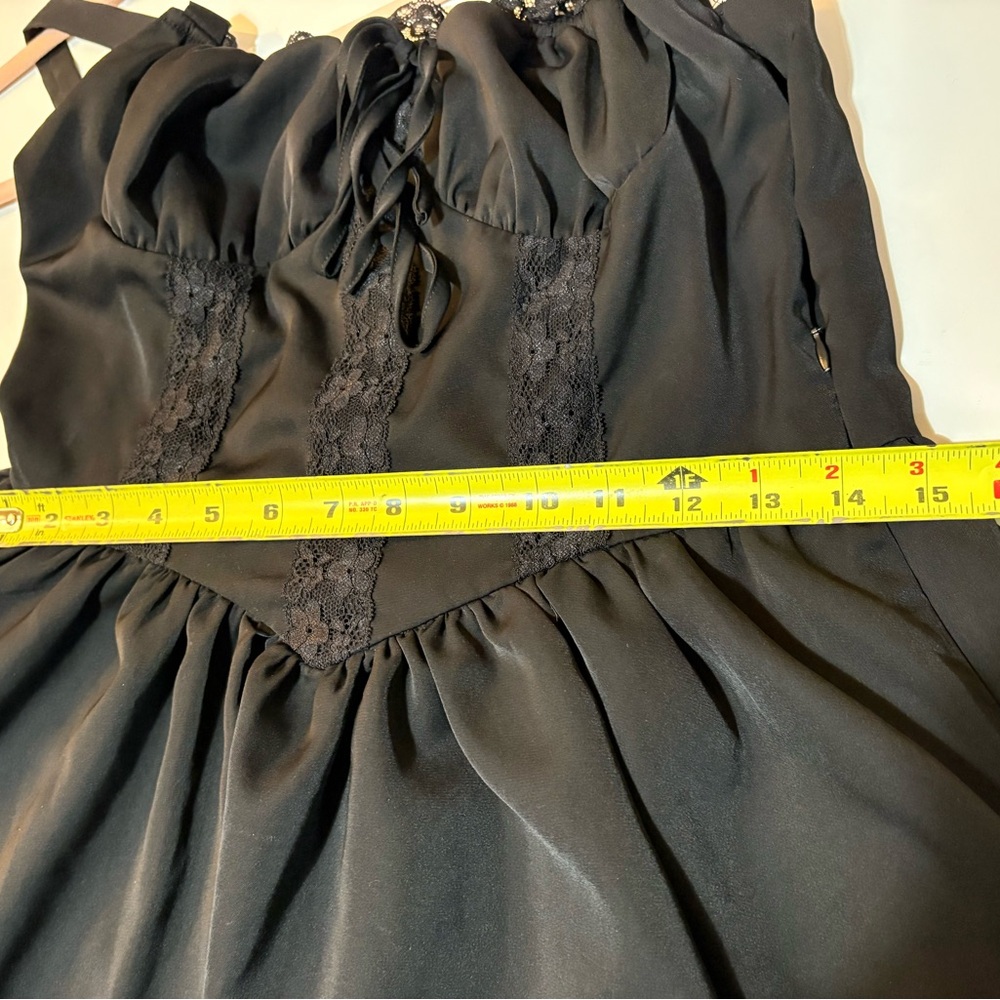 Black Corset Fit Flare Milkmaid Mini Dress Coquette Dark Fairy Goth Size Small - Picture 5 of 8